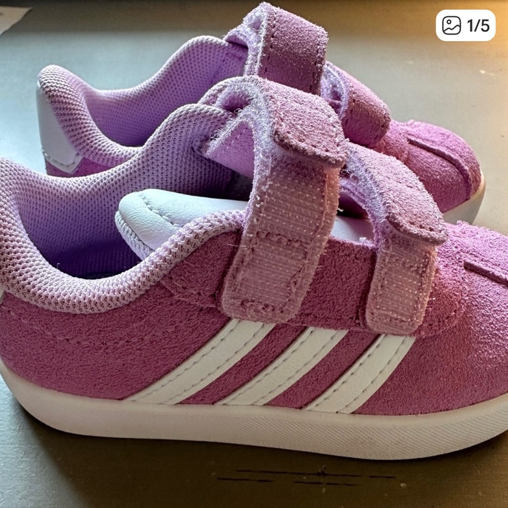Adidas Toddler size 6 Purple and White Sneakers